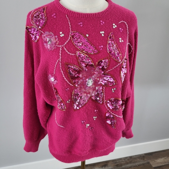 Vintage 90s Embellished Sequins Sweater - Picture 2 of 10